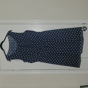 Alyx Dress Size 14 Sleeveless Blue Dress with White Polka Dots